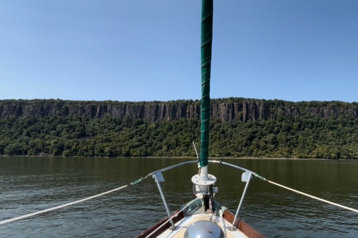 a small boat in a body of water